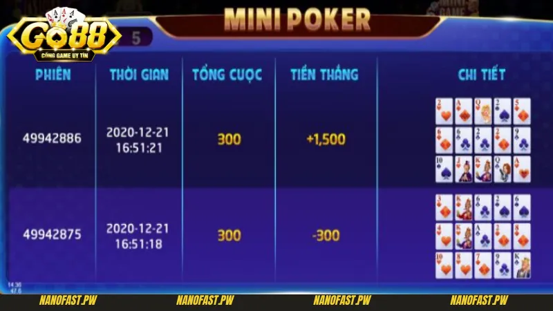 Quay số đổi đời với Minipoker Go88